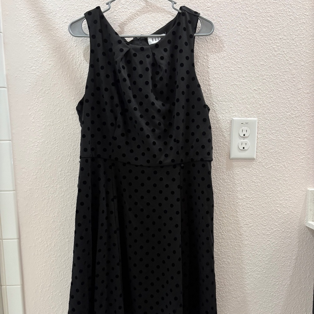 Elle Black Polka Dot Knee Knee Mini Dress
